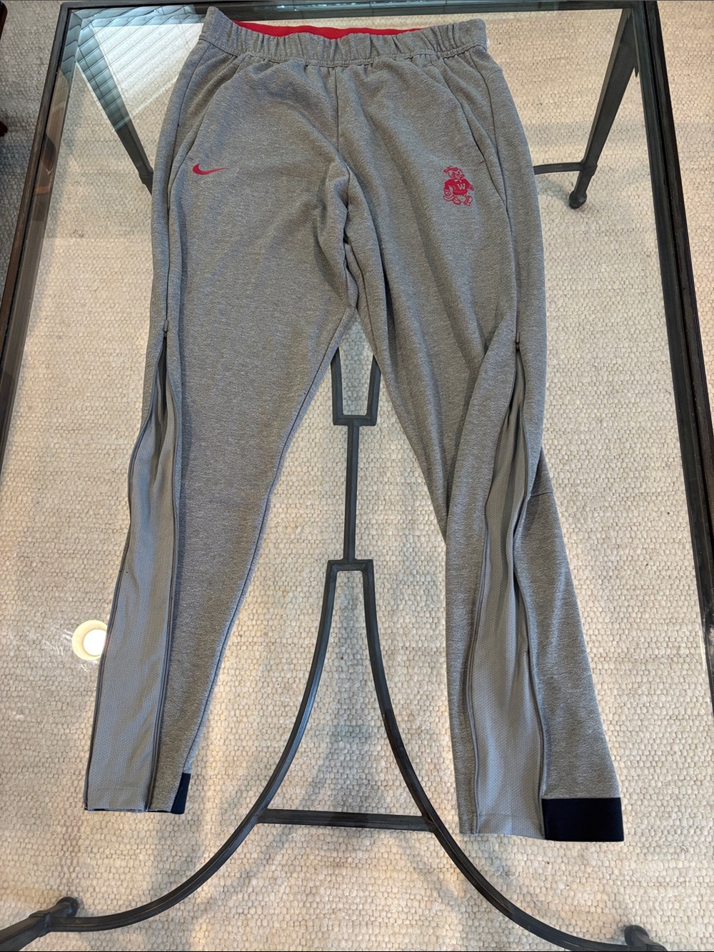 Nike Men's Grey Joggers athletic warm-up pants with Wisconsin badger